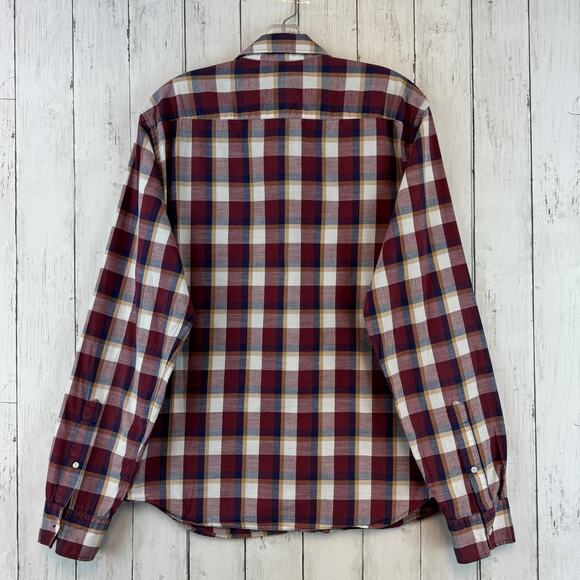Fossil 54 Plaid Western Pearl Snap Long Sleeve Button Down Shirt Size Large - Picture 9 of 12